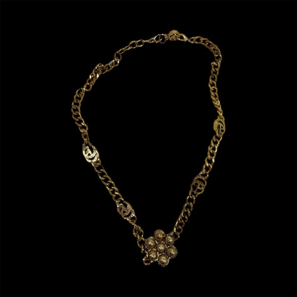 Jewelry - Gold Chain Necklace with Floral Pendant